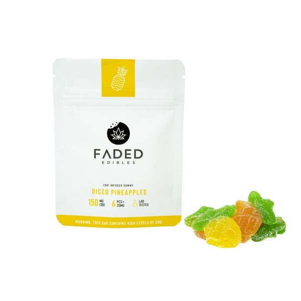 Faded Edibles – CBD 150mg Diced Pineapples | Weed Deals Canada