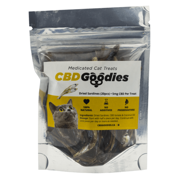 CBD Goodies – Medicated Cat Treats – Dried Sardines – 100mg CBD | Weed Deals Canada