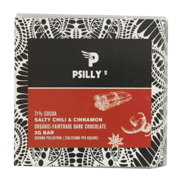 Psilly – Dark Chocolate Bar – Salty Chili & Cinnamon | Weed Deals Canada