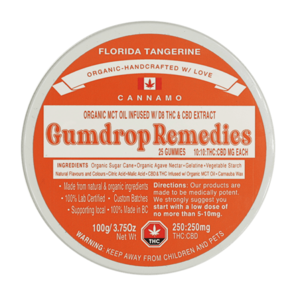 Gumdrop Remedies – Florida Tangerine 1:1 Gummies – 250mg THC/250mg CBD | Weed Deals Canada