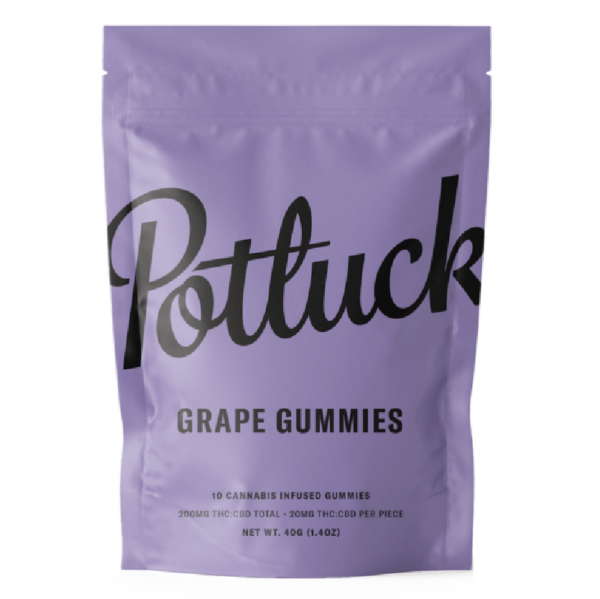 Potluck Extracts – Grape Gummies (1:1) – 100mg THC / 100mg CBD | Weed Deals Canada