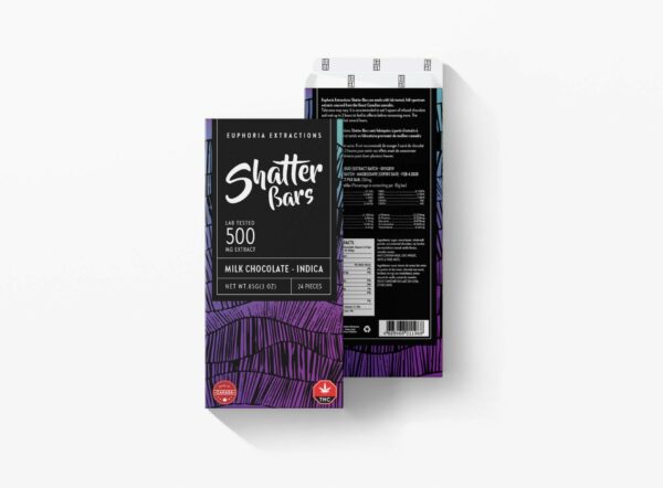 Euphoria Extractions – 500mg Shatter Bars – Milk Chocolate (Indica) | Weed Deals Canada